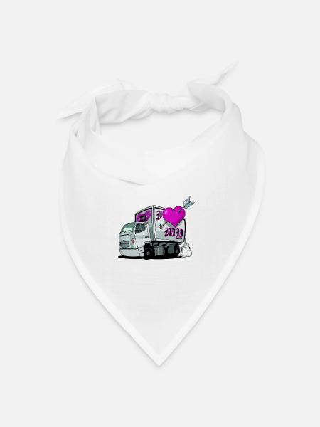 I Love My Truck LKW Fahrerin Lastwagen - Bandana Dreieckstuch - Weiß