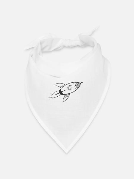 Rakete - Bandana Dreieckstuch - Weiß