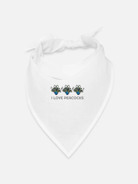 Ich liebe Pfauen, Pfauen, Pfau Hoodies, Peacoc - Bandana Dreieckstuch - Weiß