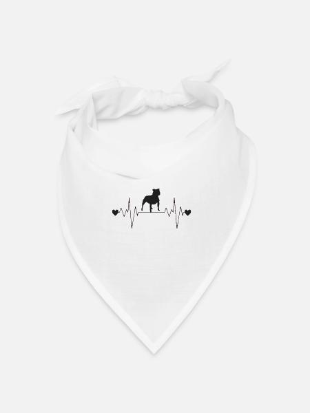 Pitbull, Heartbeat - Bandana Dreieckstuch - Weiß