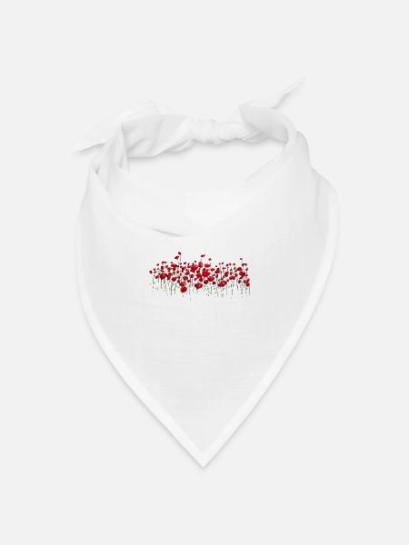 Klatschmohn Mohn Blumen - Bandana Dreieckstuch - Weiß