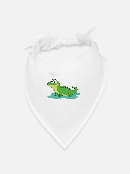 Krokodil - Bandana Dreieckstuch - Weiß