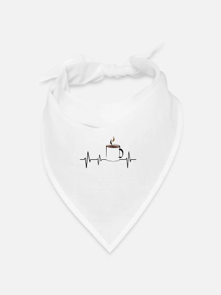 Kaffee Tasse EKG Herzschlag - Bandana Dreieckstuch - Weiß