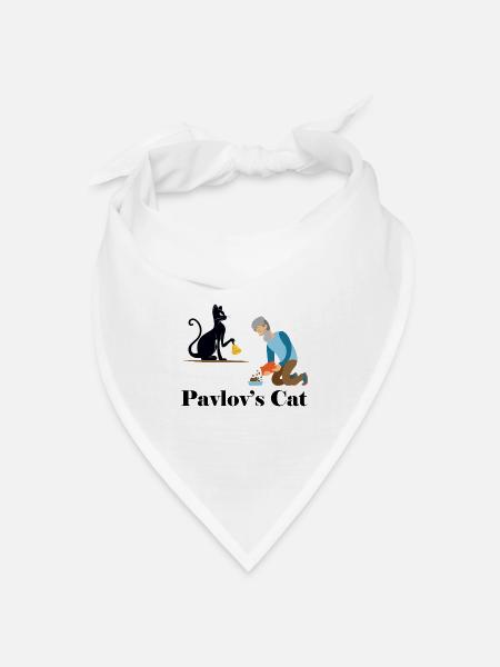 Pawlows Katze - Lustige Psychologie - Bandana Dreieckstuch - Weiß