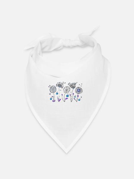 Blumen - Bandana Dreieckstuch - Weiß