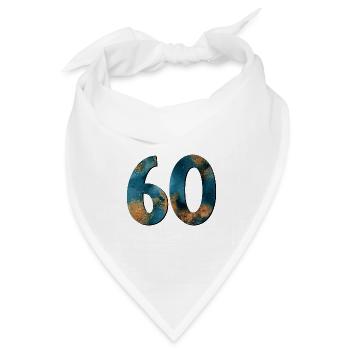 Zahl 60 - 60. Geburtstag - Bandana Dreieckstuch - Weiß - Vorne