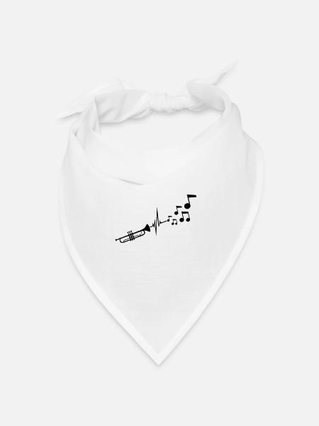 Instrument Trompete Noten - Bandana Dreieckstuch - Weiß