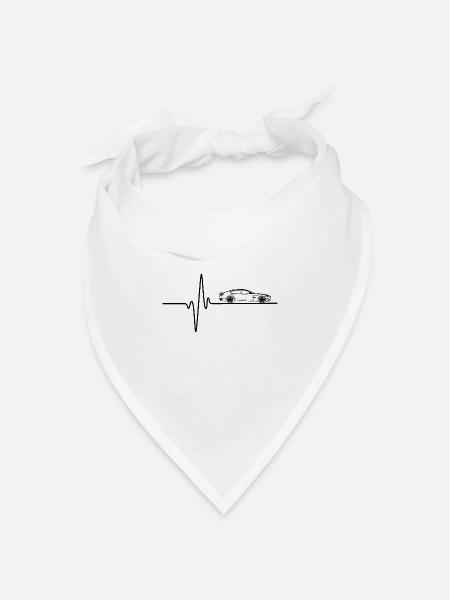 Car Lovers Heartbeat - Bandana Dreieckstuch - Weiß