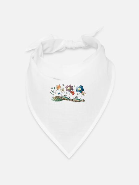 Blumen - Bandana Dreieckstuch - Weiß