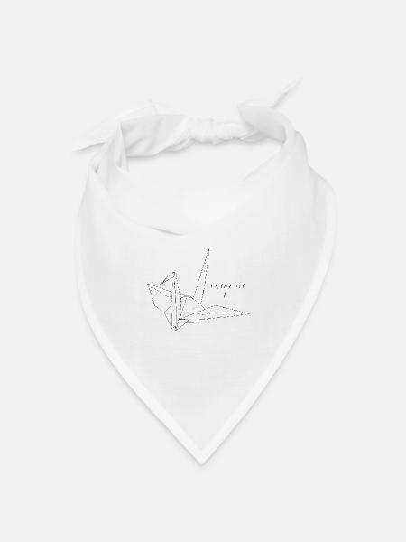 Origami Kranich - Bandana Dreieckstuch - Weiß