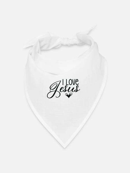 I Love Jesus - Bandana Dreieckstuch - Weiß