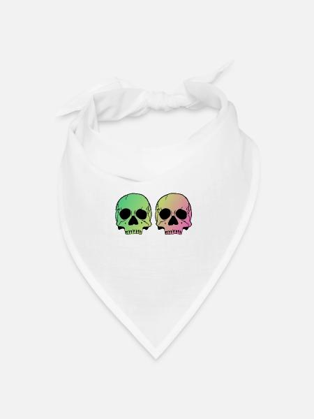 Two skulls - Bandana Dreieckstuch - Weiß