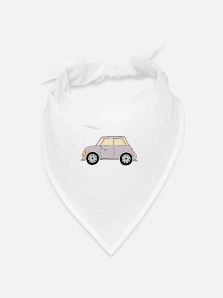 Auto in hellem Lila - Bandana Dreieckstuch - Weiß