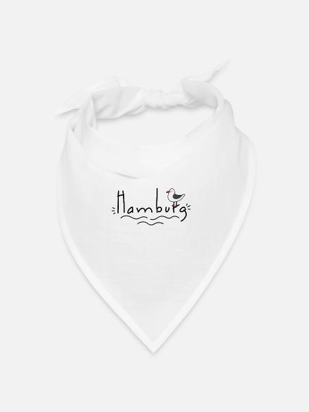 Hamburg mit Möwe - Bandana Dreieckstuch - Weiß