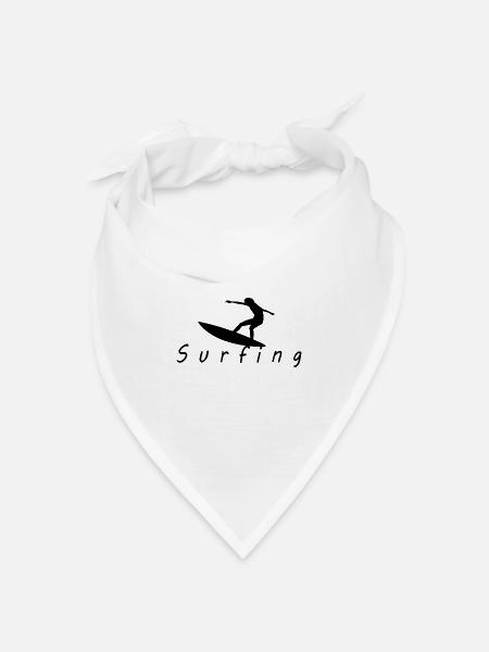 Surfing Schriftzug mit Bild - Bandana Dreieckstuch - Weiß