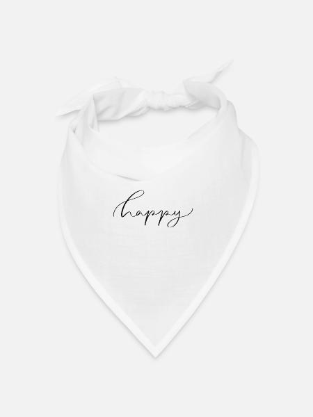 Happy - Bandana Dreieckstuch - Weiß
