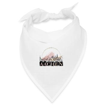 Aachen Deutschland Stadt Skyline Schrift Gold - Bandana Dreieckstuch - Weiß - Vorne