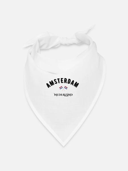 Amsterdam Nederland - Bandana Dreieckstuch - Weiß
