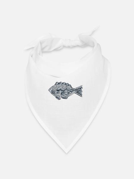Fisch - Bandana Dreieckstuch - Weiß