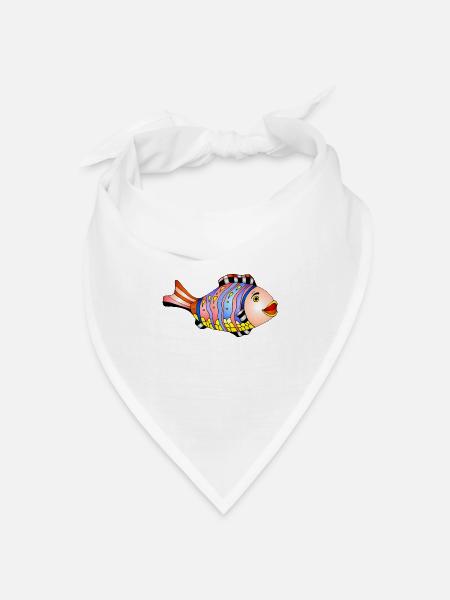 Fisch - Bandana Dreieckstuch - Weiß