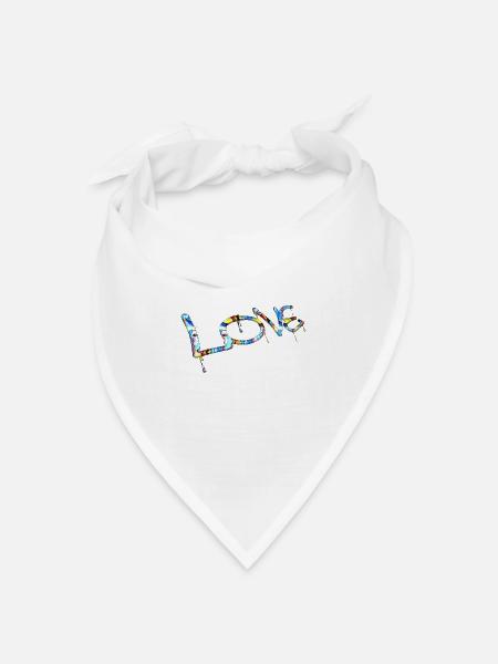 Graffiti-Stil Splash Hip-Hop-Farben Maler Liebe - Bandana Dreieckstuch - Weiß