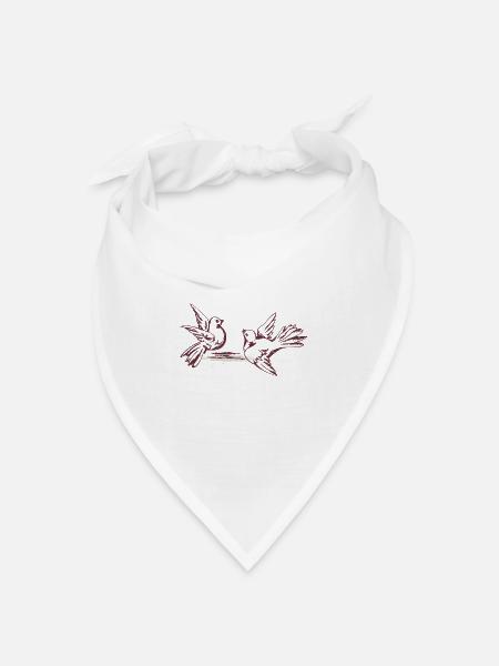 Vögel - Bandana Dreieckstuch - Weiß