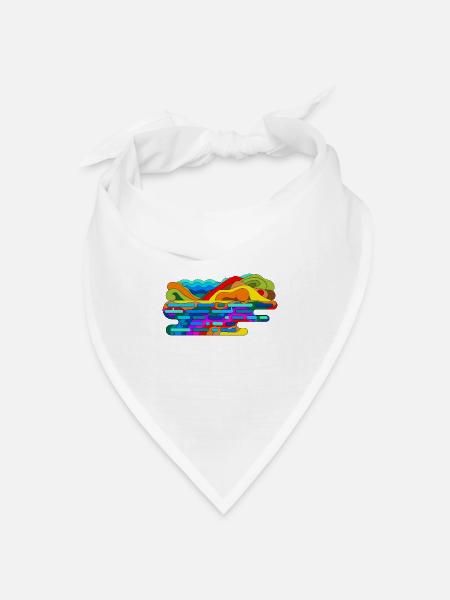 Psychedelische Berge - Bandana Dreieckstuch - Weiß