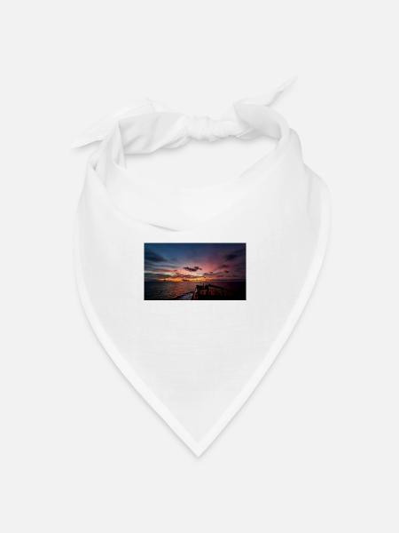 Schöner Sonnenuntergang am Meer - Bandana Dreieckstuch - Weiß