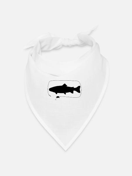Forelle mit Wobbler - Bandana Dreieckstuch - Weiß