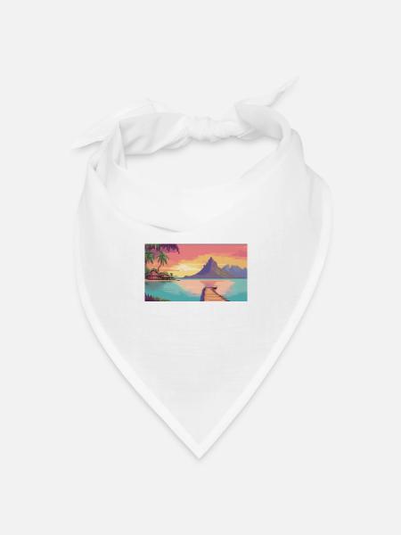 Bora Bora, Französisch-Polynesien - Pixel Art - Bandana Dreieckstuch - Weiß