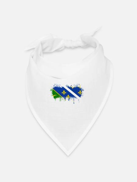 Bosnien, Herzegowina, Europa, Bosnien und Flagge Mostar - Bandana Dreieckstuch - Weiß