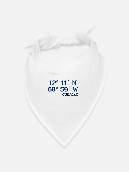 Curacao Coordinates - Koordinaten - Karibik - Bandana Dreieckstuch - Weiß
