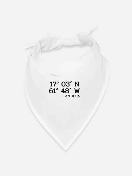 Antigua Coordinates - Koordinaten - Karibik - Bandana Dreieckstuch - Weiß