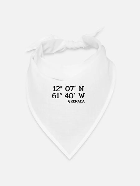 Grenada Coordinates - Koordinaten - Karibik - Bandana Dreieckstuch - Weiß