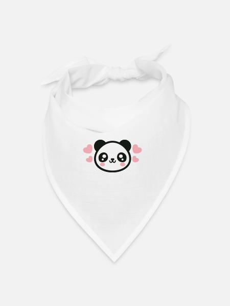 Liebevolles Panda-Gesicht: Entzückende Herzen - Bandana Dreieckstuch - Weiß