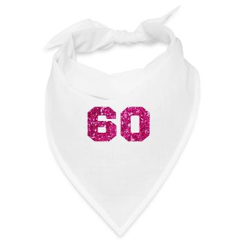 Nummer 60 Pink Glitter - 60. Geburtstag - Bandana Dreieckstuch - Weiß - Vorne