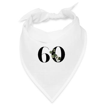Nummer 60 Blumengrün - 60. Geburtstag Blumen - Bandana Dreieckstuch - Weiß - Vorne
