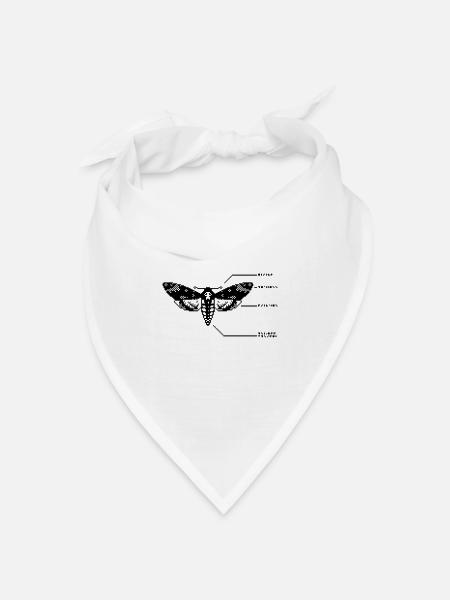 1bit Pixel Totenkopfschwärmer - Bandana Dreieckstuch - Weiß