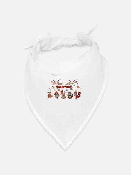 5 niedliche Tierchen - Bandana Dreieckstuch - Weiß