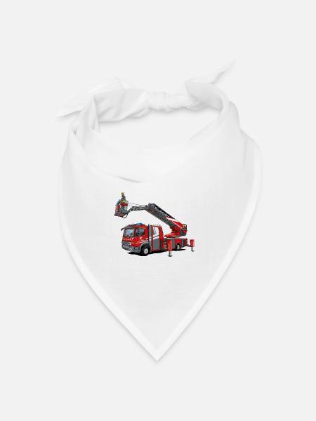 Feuerwehr Drehleiter mit Rettungskorb - Bandana Dreieckstuch - Weiß