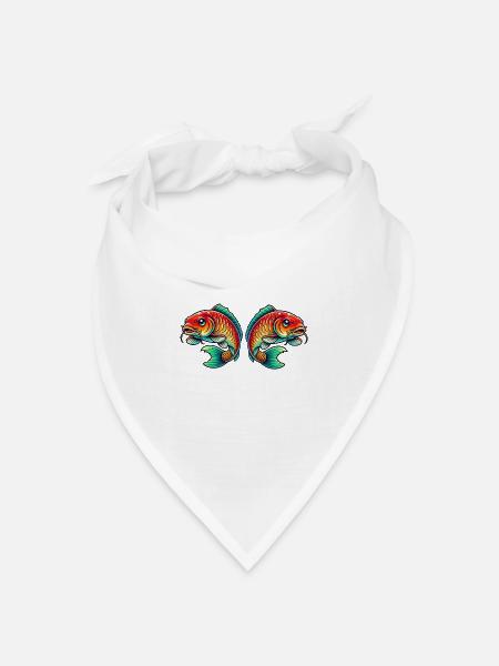 Fisch Karpfen - Bandana Dreieckstuch - Weiß