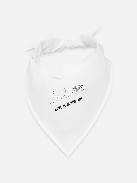 Herz und Fahrrad Motiv in Minimalistischem Stil - Bandana Dreieckstuch - Weiß