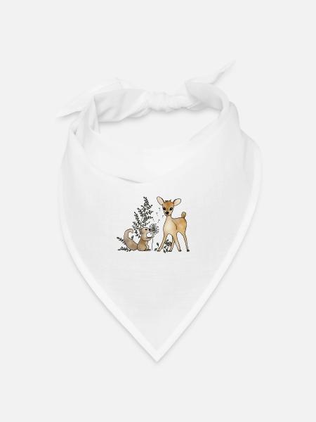 Reh_und_Eichhoernchen - Bandana Dreieckstuch - Weiß