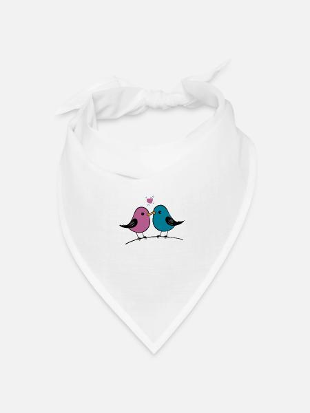 Vögel Kuss mit Herz - Bandana Dreieckstuch - Weiß