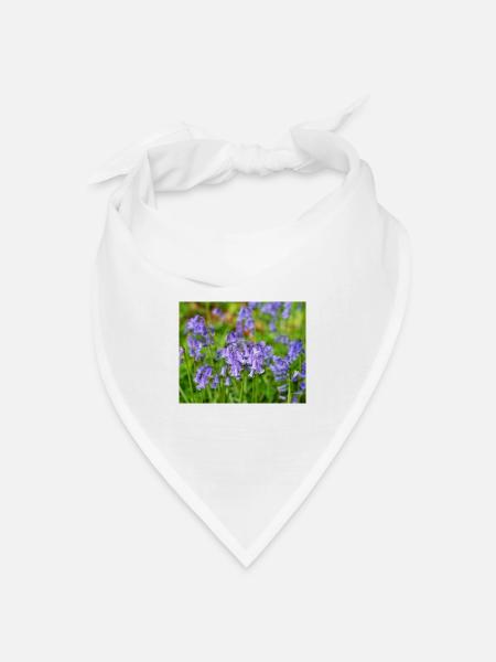 Glockenblume – Violette Frühlingsblüte - Bandana Dreieckstuch - Weiß