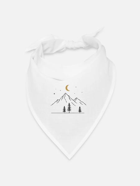 Berge Mond - Bandana Dreieckstuch - Weiß