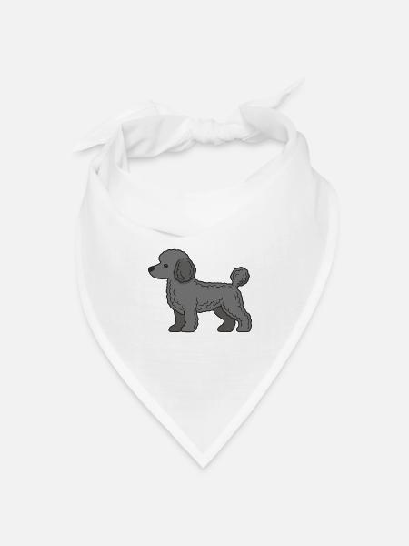 Pudel Silhouette Grau - Bandana Dreieckstuch - Weiß