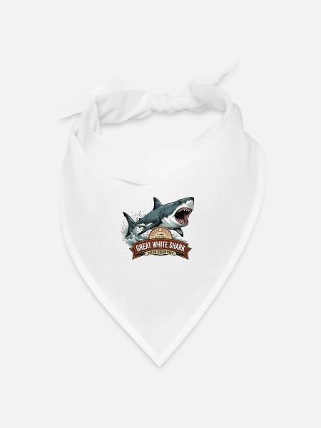 Weißer Hai/menschenfressender Hai - Bandana Dreieckstuch - Weiß