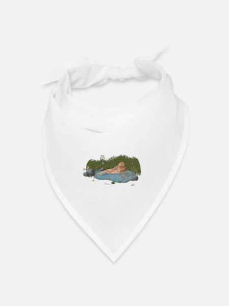 Wasserruhe im Grünen - Bandana Dreieckstuch - Weiß