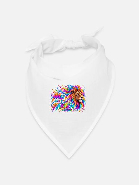 Mut hat viele Farben – Löwenstärke - Bandana Dreieckstuch - Weiß